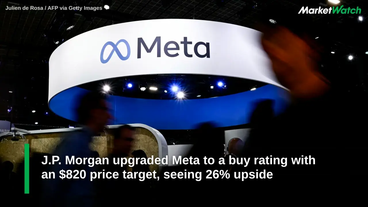 The finished Meta news video, with MarketWatch’s green branding and captions